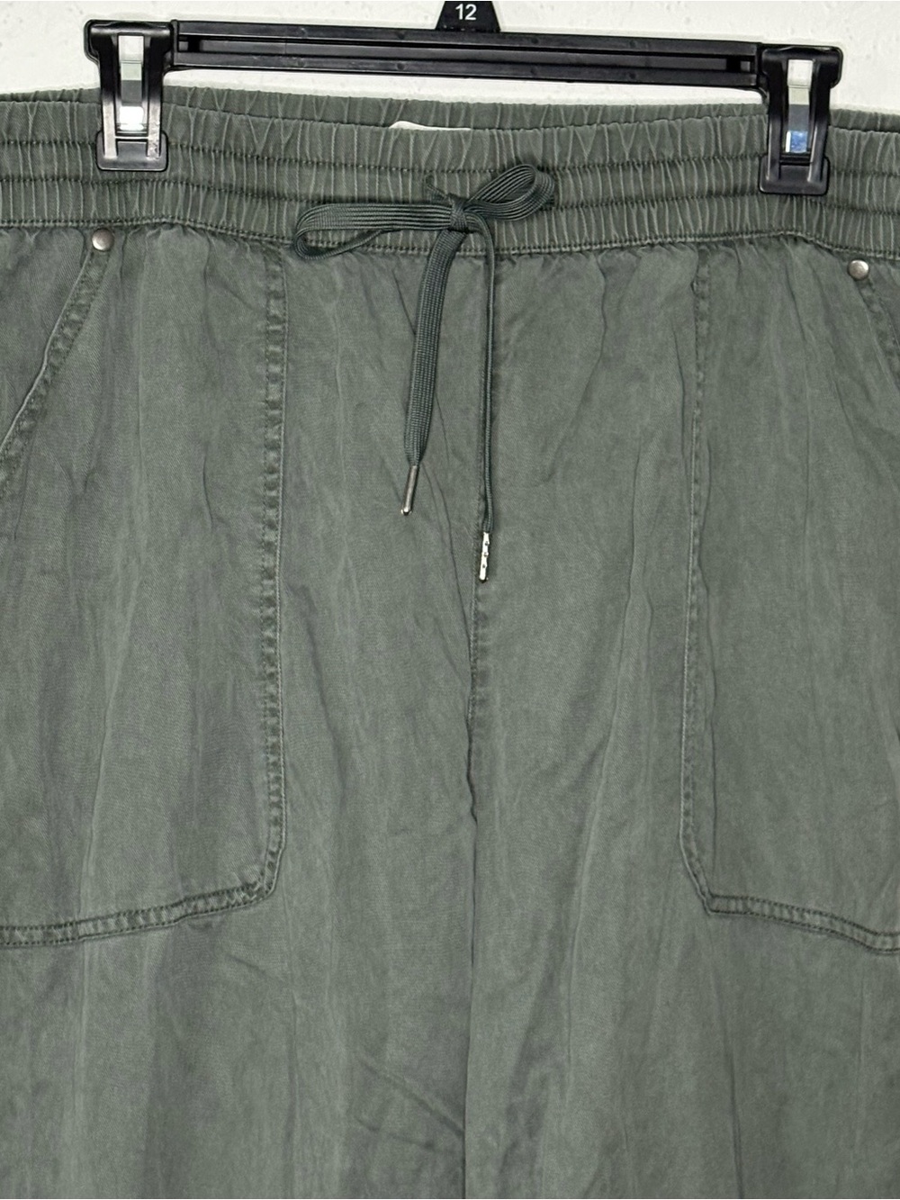 Nicole Miller NY Women's XL Green 100% Lyocell Jogger Pants Elastic Drawstring - Picture 2 of 10